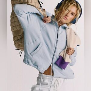 Free People FP Movement Track Star Fleece Ice Grey Jacket Zip Up Outdoors Medium